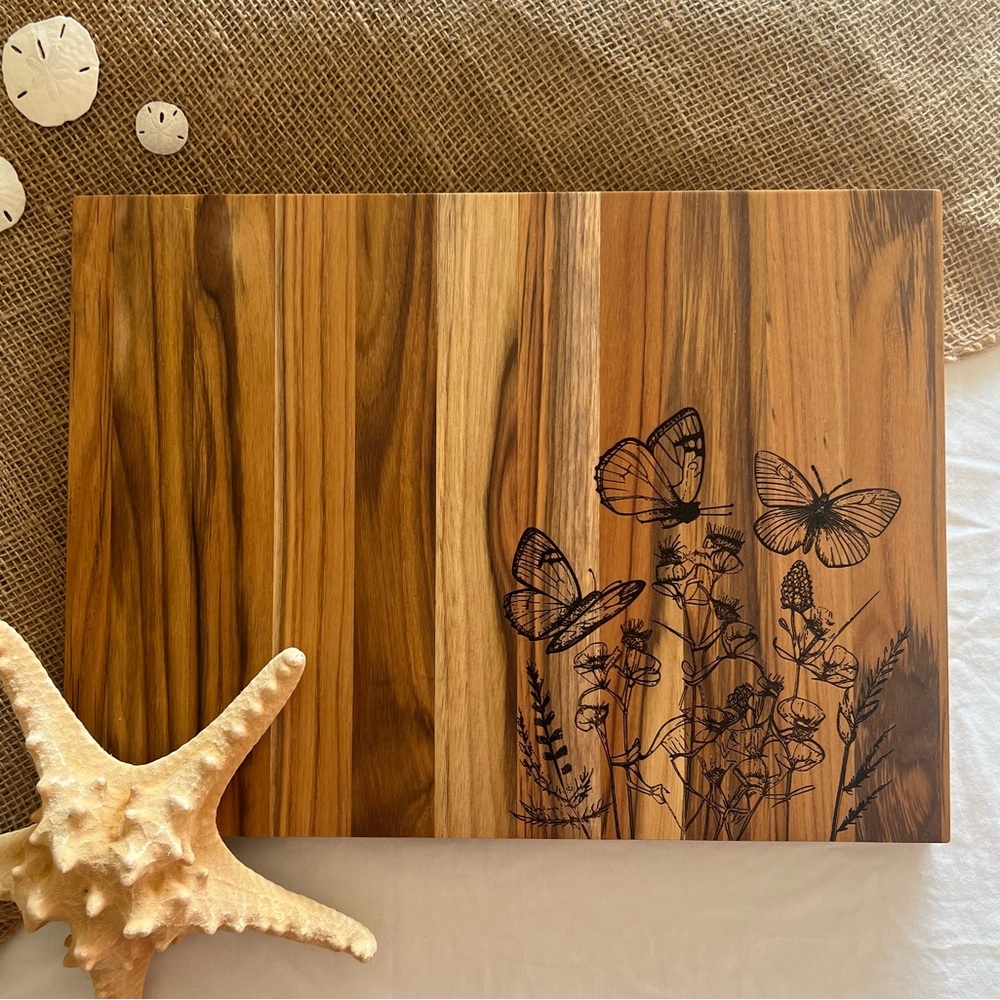 16” Teak Cutting Board - Butterfly